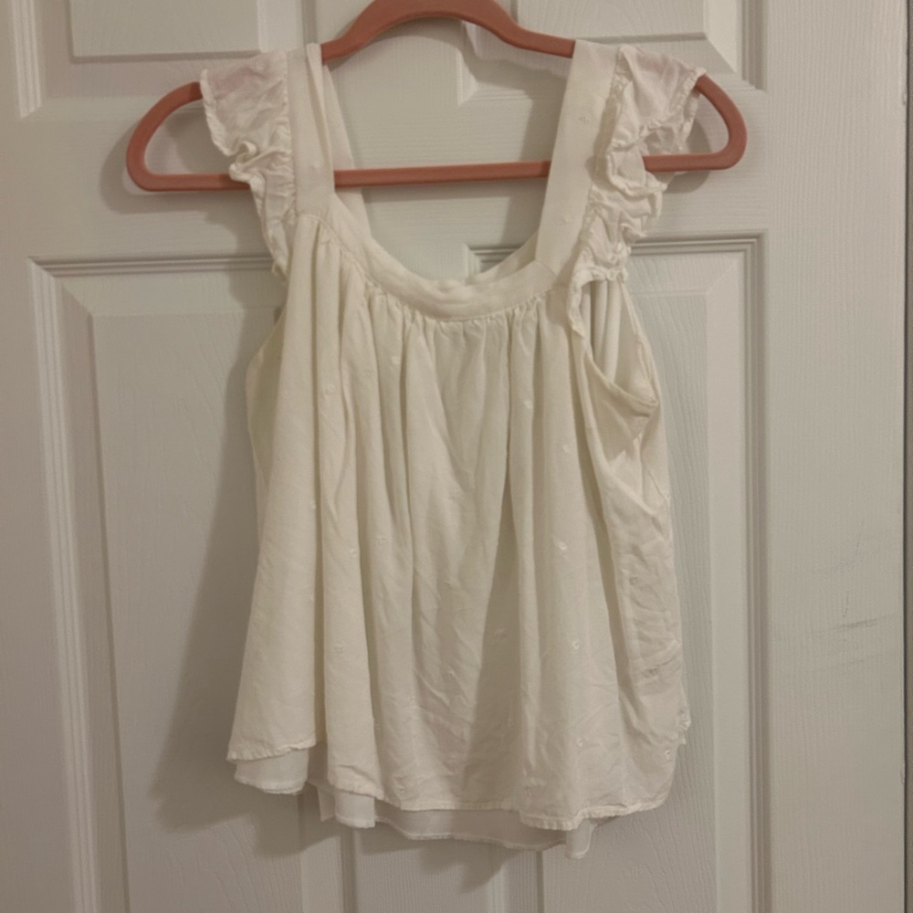 Francesca's Collections Ivory Ruffle Tank Top